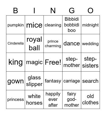 Cinderella Bingo Card
