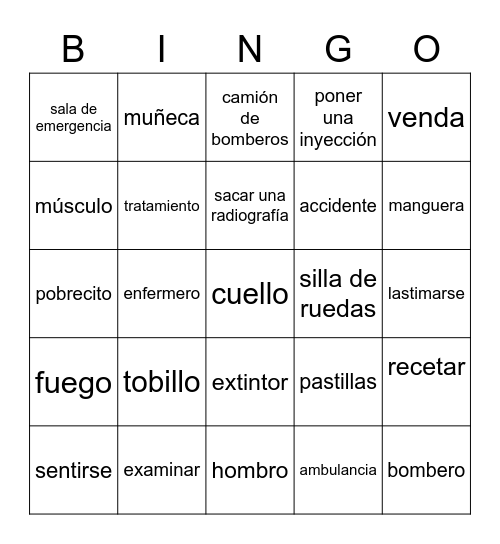 5B: el accidente Bingo Card