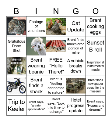 Cerro Gordo YouTube Video Bingo Card