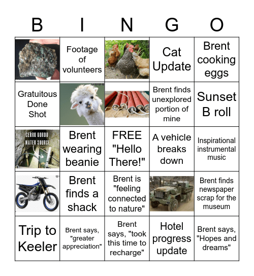 Cerro Gordo YouTube Video Bingo Card