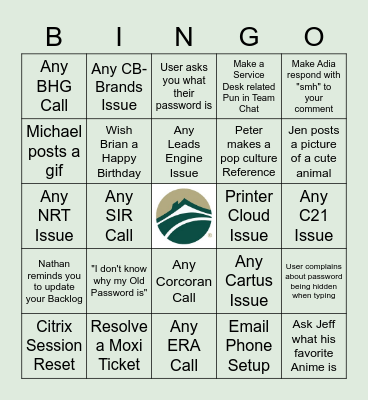 Realogy Bingo Card