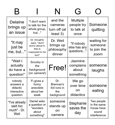 Bassett Bingo Card