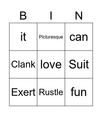 School Bingo Card
