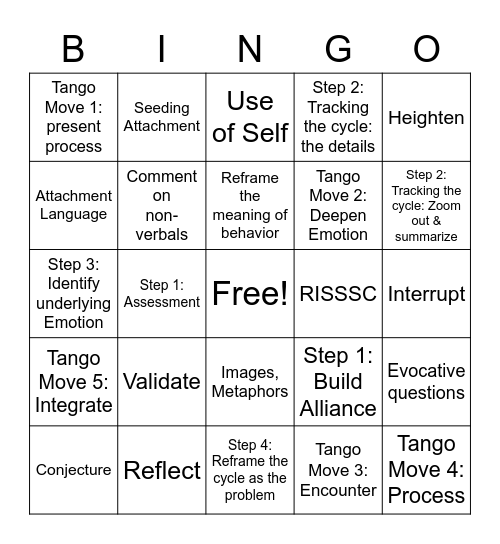 EFT Intervention Bingo Card