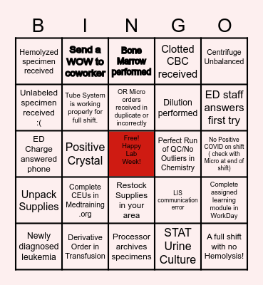 LAB WEEK 2022 Bingo Card