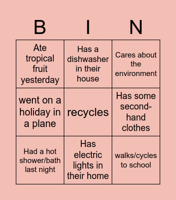 Climate Change Bingo Card