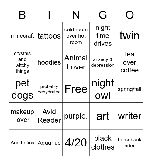 Juli Bingo Card