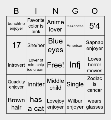 Carlys bingo card Bingo Card
