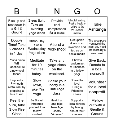 30 Day LifePower Yoga Bingo Challenge! Bingo Card