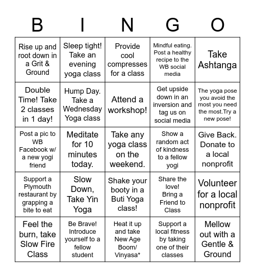 30 Day LifePower Yoga Bingo Challenge! Bingo Card