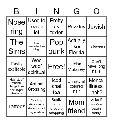Elyssa Bingo Card