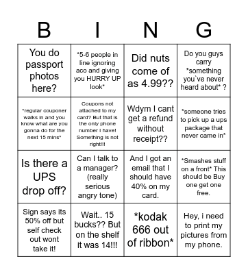 Daily Front Store Bingo Card
