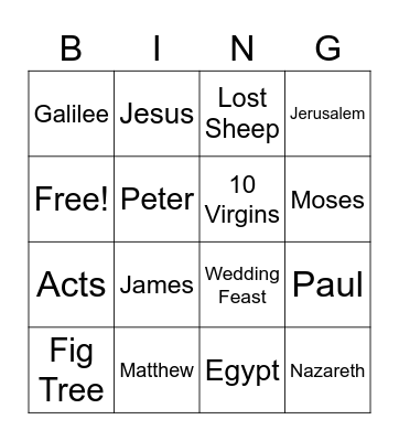 Bible Bingo Card