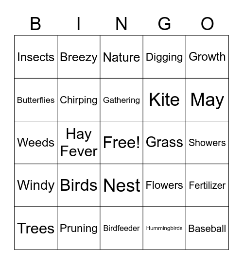 Spring Bingo Card