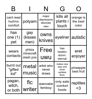 Alastair!! Bingo Card