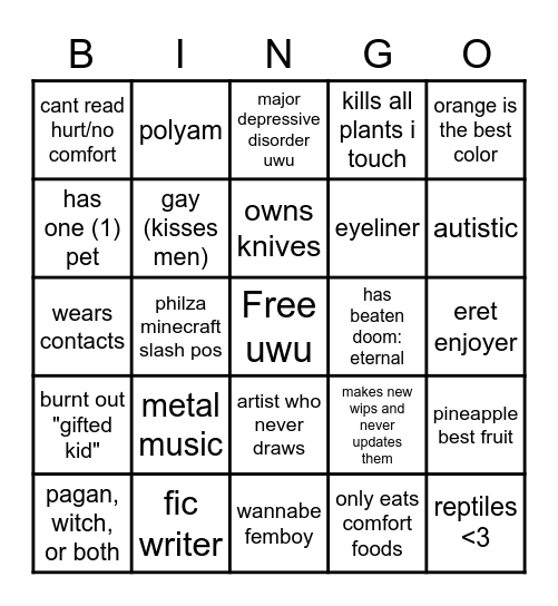 Alastair!! Bingo Card