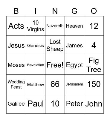 Bible Bingo Card