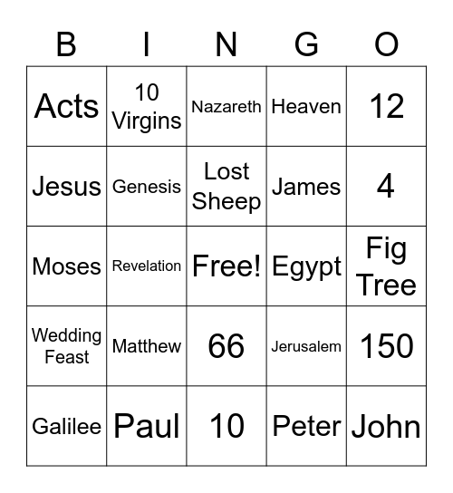 Bible Bingo Card