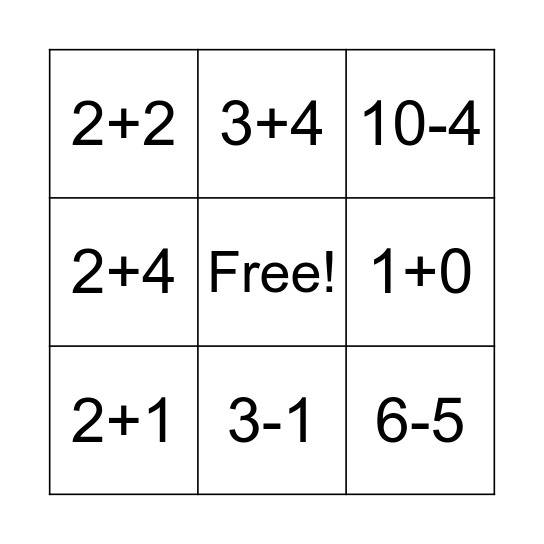 Math Bingo Card
