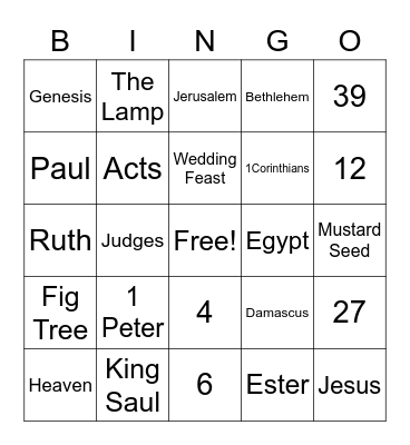 Bible Bingo Card