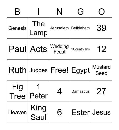 Bible Bingo Card