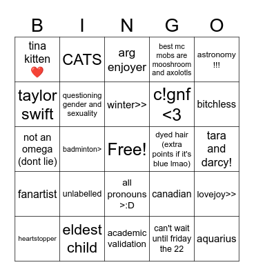 liv >:D Bingo Card