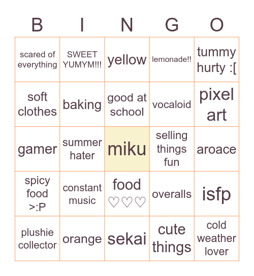 kylee bingo Card