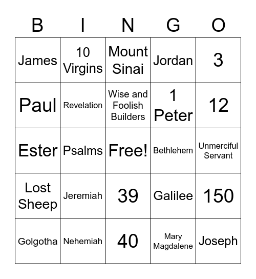 Bible Bingo Card