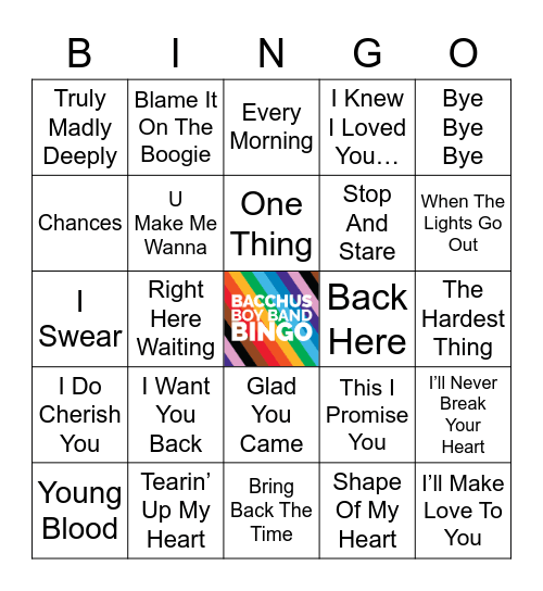 Boy Bands Feb 2023 Bingo Card