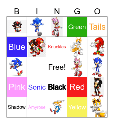 Sonic Hedgehog Bingo Card