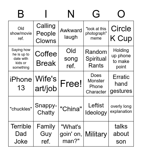 Jonathan Bingo Card