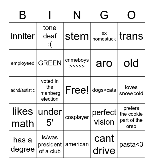 leo Bingo Card