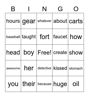 Malcolm's Bingo Card