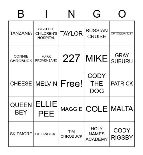 CHROBES BINGO Card