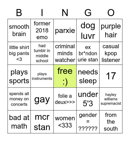 han bingo Card