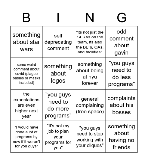 mike bingo Card