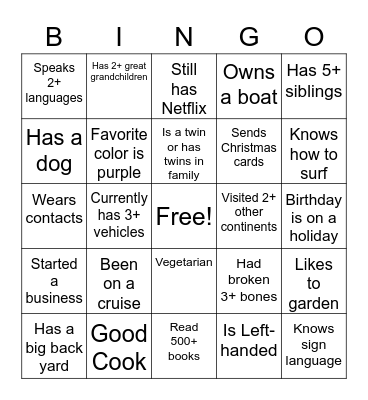 People Bingo Card