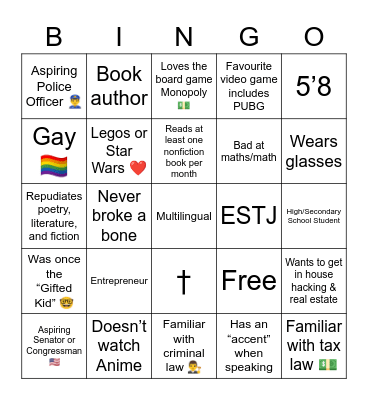 Kyle Bingo Card