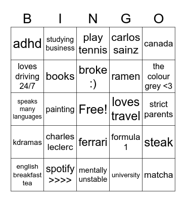 mehrnoush’s Bingo Card