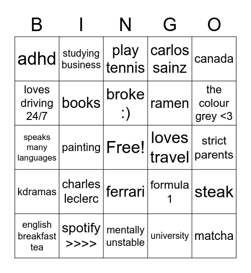 mehrnoush’s Bingo Card