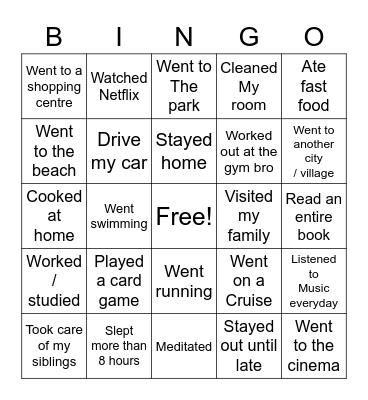 Easter holidays Bingo Card