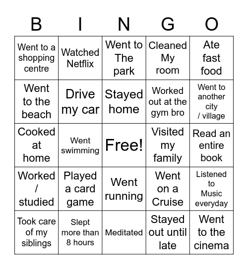 Easter holidays Bingo Card