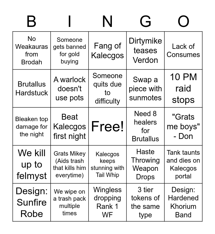 Week 1 SWP Prog Bingo Card