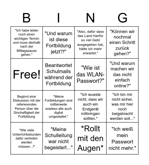 Fortbildungsbingo "Digitale Offensive" Bingo Card