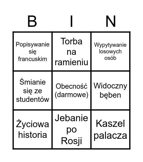 Malango Bingo Card