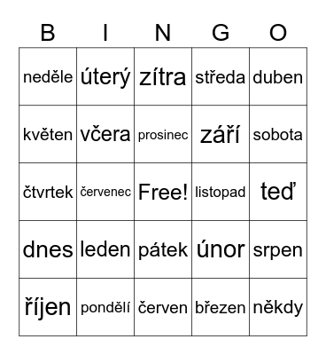 Tiempo Bingo Card