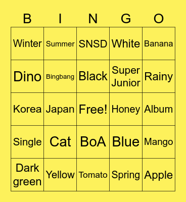 Bingo with Amara Bingo Card