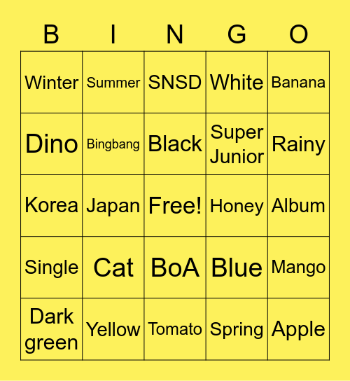 Bingo with Amara Bingo Card