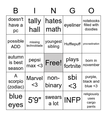 WashedPizza's bingo card! Bingo Card