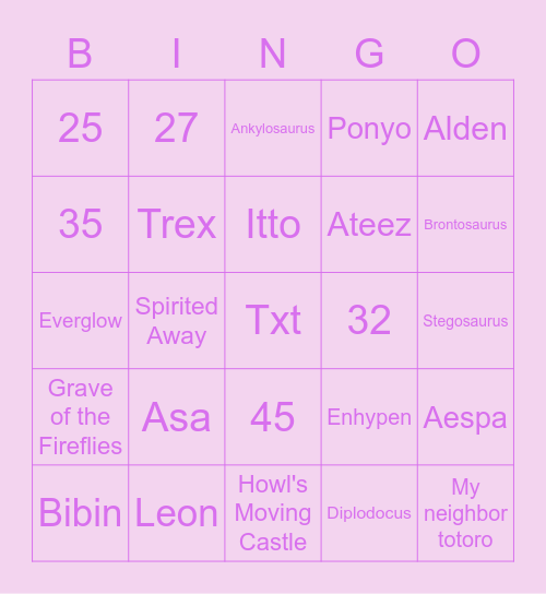 aeme’s bingo! Bingo Card